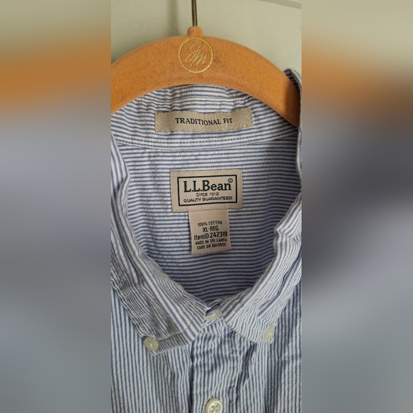 L. L. Bean Men White Cotton Button Tunic Shirt Top XL Roll Tab Short Sleeves - Picture 3 of 8